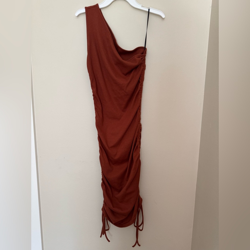 SHEIN Rust Ruched Knit Dress